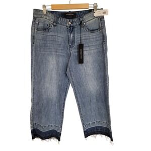 Liverpool Los Angeles Womens Crop Wide Leg Frayed Hem Jeans Size 8